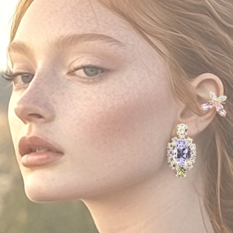 Oval Bijoux Earrings -LAVENDER-