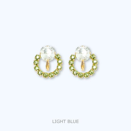 Crystal Ring Earrings -LIGHT BLUE-