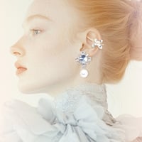 Mini Emblem & Pearl Earrings -AQUA-