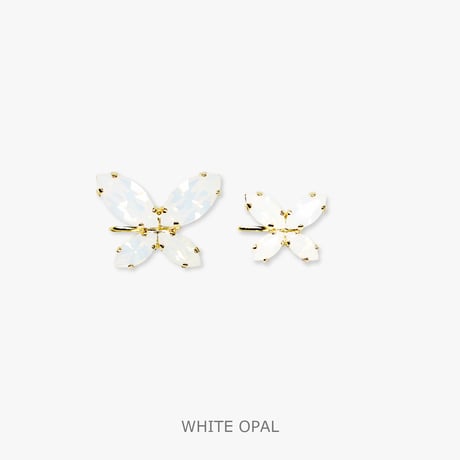 Papillon Side Earrings -WHITE OPAL-