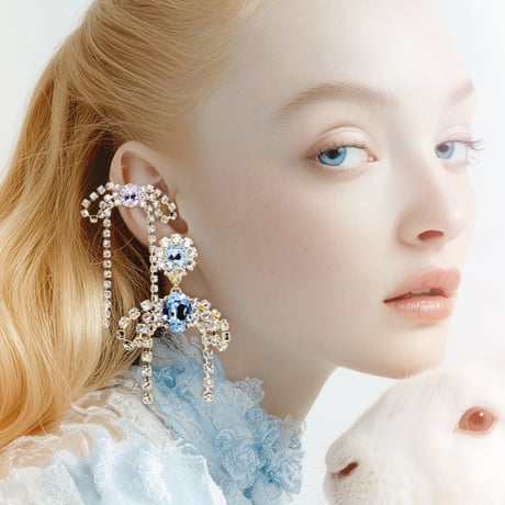 Candy Bow Earrings -AQUA-