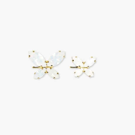 Papillon Side Earrings -WHITE OPAL-