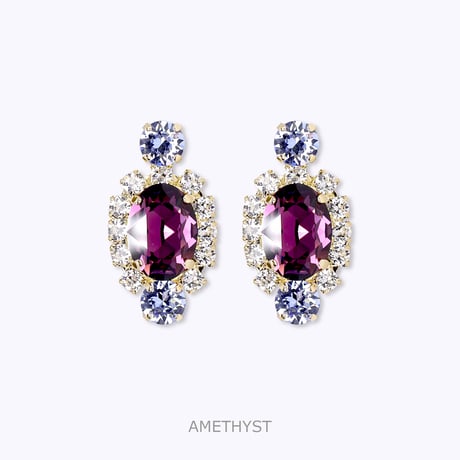 Oval Bijoux Earrings -AMETHYST-