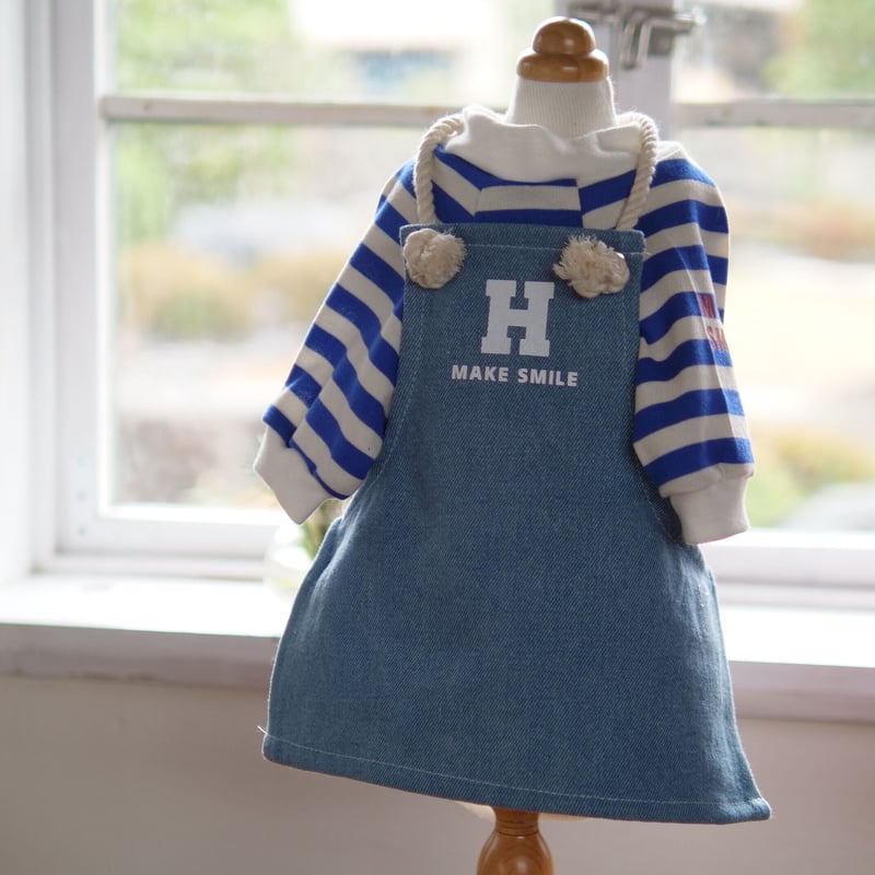 デニムエプロン（ライトブルー）MAKE SMILE | 犬服ブランドアイヌーン