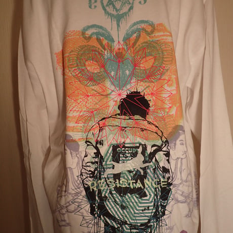LONG   SLEEVE  T-SHIRT   WHITE   SILKSCREEN  PRINT   HADOU