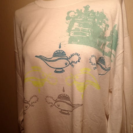LONG   SLEEVE  T-SHIRT   WHITE   SILKSCREEN  PRINT   HADOU