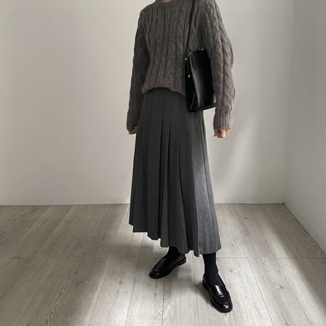 wool pleats skirt_grey