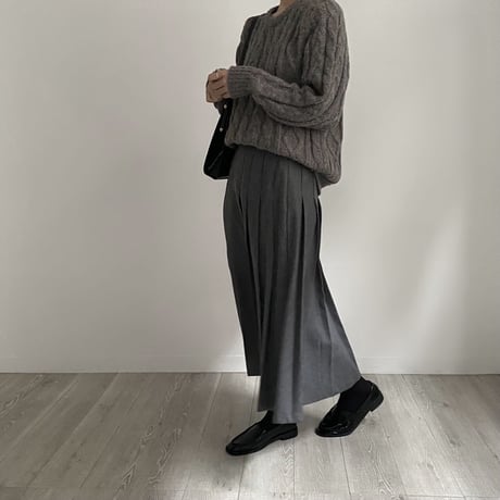 wool pleats skirt_grey