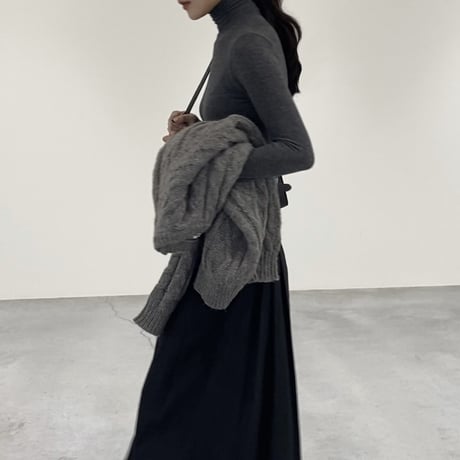 wool pleats skirt_black