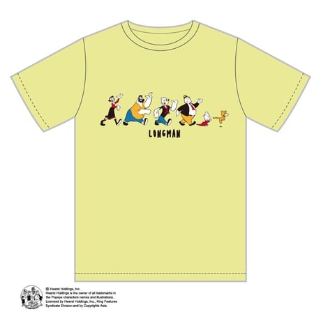 POPEYE™×LONGMAN　Tシャツ（ライトイエロー）【long-210009～11】