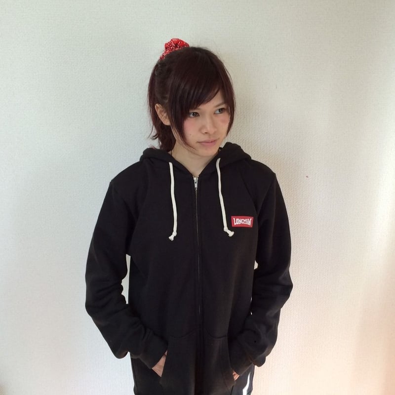 黒パーカー 前ファスナー L～2L