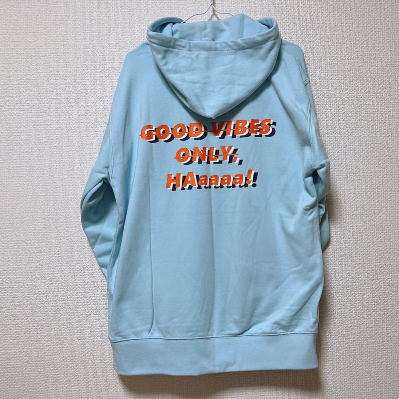 GOOD VIBESパーカー(ライトブルー)【long-200038~40 GOOD VIBESパーカー(ライトブルー)【long-200038~40