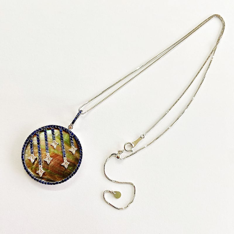 K18WG アモライトジュエリー ペンダントトップ ブローチ Y04770 K18PG