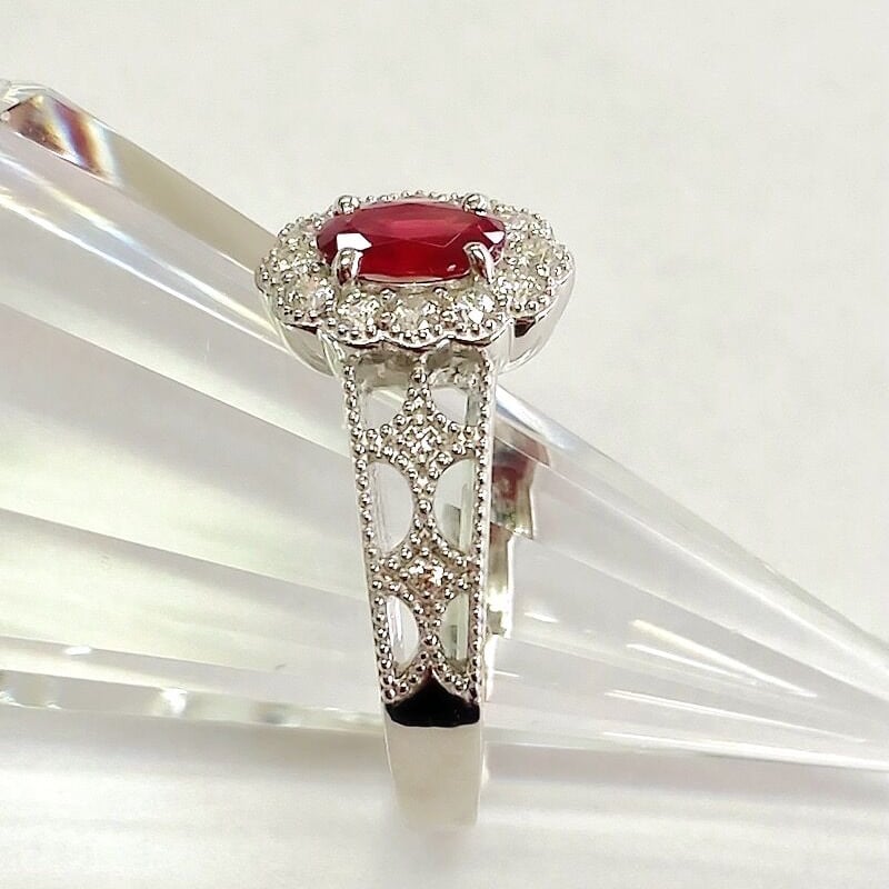 レディース☆仕上済☆ Pt900 ルビーダイヤレディースリング #9.5 0.27ct