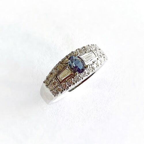 アレキサンドライト0．40ct Pt900リング アレキサンドライト 0.08ct D0.04ct リング pt900