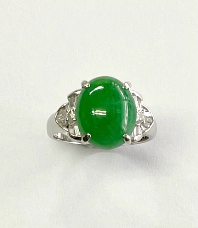 pt900リングダイヤモンド翡翠0.31ct Pt900 ヒスイ 4.31ct ダイヤ 0.33ct リング 指輪 17号 5月誕生石