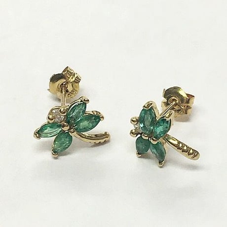 K18エメラルドピアス