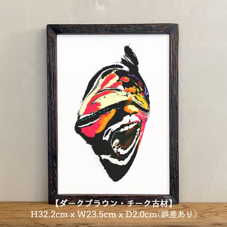 「Urban tribal 4th」A4 インテリアポスター & 木製 アンティーク 額縁 セット