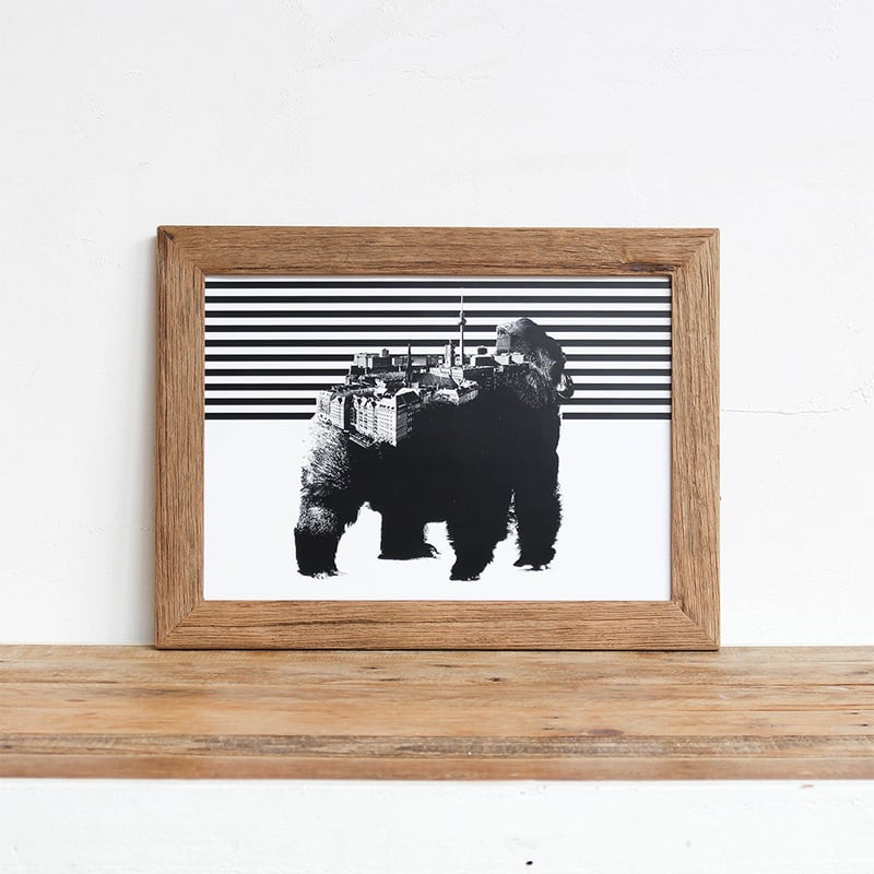 Gorilla x Berlin 「モノクロアート 動物街」A4 モノトーン