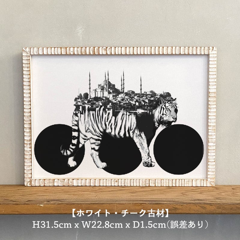 Tiger x Istanbul 「モノクロアート 動物街」A4 モノトーン ポスター +