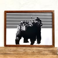 A3 ポスター プリント ＋ 古材フレーム 「動物街シリーズ」 Gorilla x Berlin