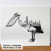Pelican x Yokohama 手描き キャンバス モノクロアート F30号 (909mm×727mm)
