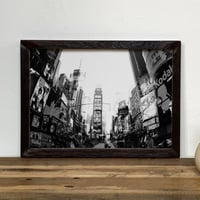 「モノクロアート Times Square」A4 モノトーン ポスター & 木製 アンティーク 額縁 セット