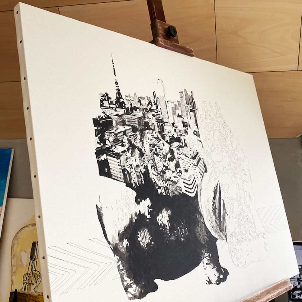 Hippo x Tokyo 手描き キャンバス アート F30号(909mm×727mm) |