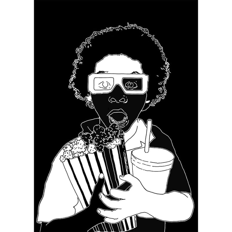 ポップコーン 」 アート ポスター A3 + 木製 ポスターフレーム チーク