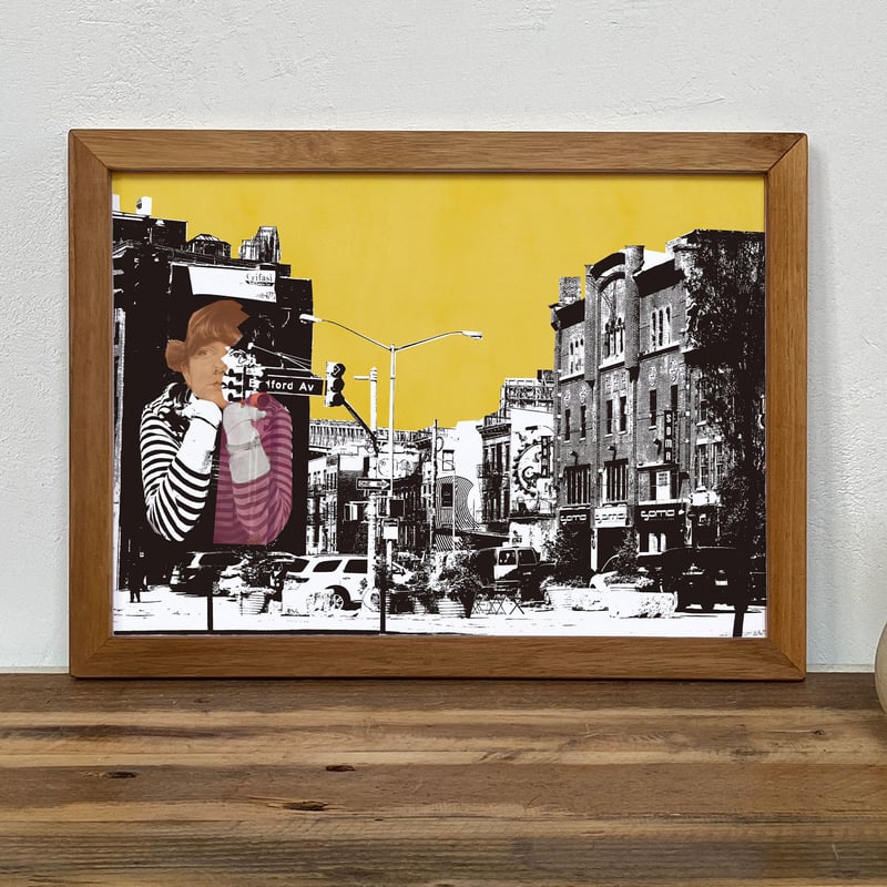 古材フレーム + A4 プリント ポスター 壁掛け アート 【 ブルックリン