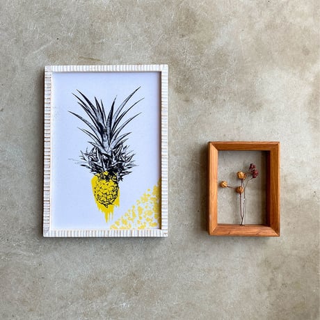 パイナップル A4 ポスター + 古材 フレーム 「Pineapple」 玄関 インテリア 玄関飾り