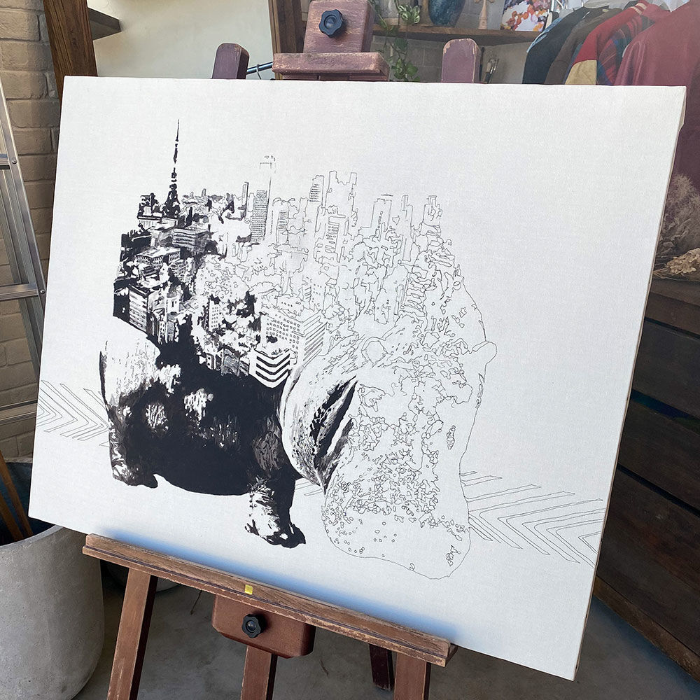 Hippo x Tokyo 手描き キャンバス アート F30号(909mm×727mm) |