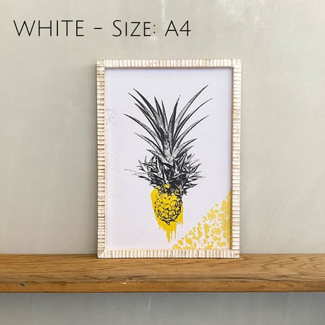 パイナップル A4 ポスター + 古材 フレーム 「Pineapple」 玄関 インテリア 玄関飾り