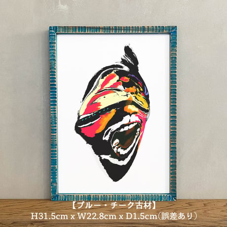 「Urban tribal 4th」A4 インテリアポスター & 木製 アンティーク 額縁 セット