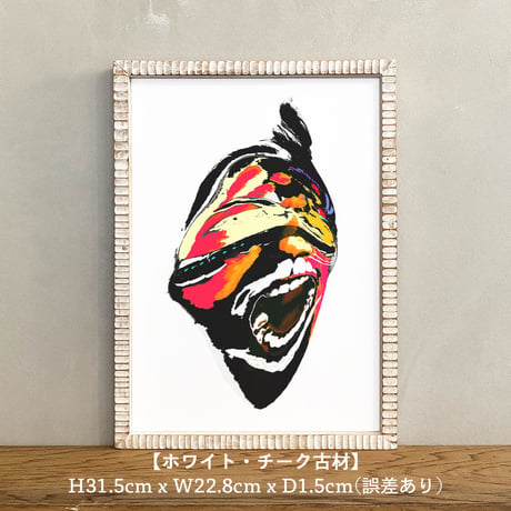 「Urban tribal 4th」A4 インテリアポスター & 木製 アンティーク 額縁 セット