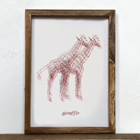 Giraffe 「Drawing - アート」A4  ポスター + 古材 フレーム セット商品