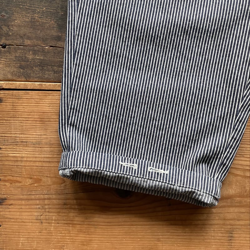 homspun 10oz ヒッコリー&ホワイトデニム ギャザーパンツ | SEEP STORE