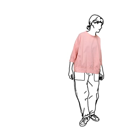 SEEP Gauze Cocoon 3/4Sleeve Crew Neck Sht.