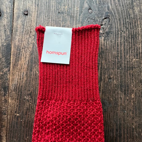 homspun コットンウールかのこ編みハイソックス
