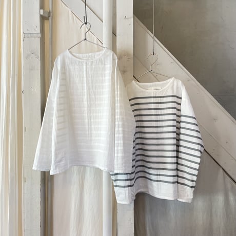 SEEP  Gauze Border BIG – BoatNeck Sht. Piece Dyed