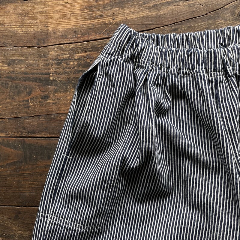 homspun 10oz ヒッコリー&ホワイトデニム ギャザーパンツ | SEEP