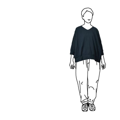 SEEP Gauze Cocoon 3/4Sleeve V-Neck Sht.