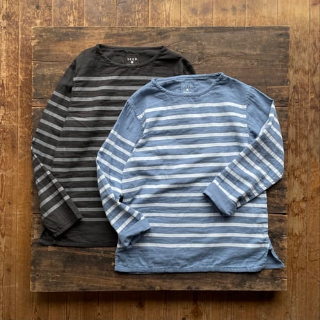 SEEP Men's  Gauze Border B-Neck Sht. Piece Dyed