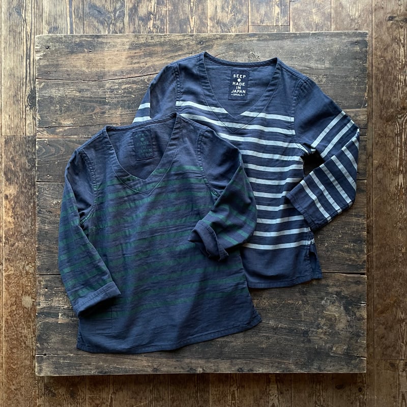 SEEP Lady's Gauze Border V-Neck Sht. | SEEP STORE