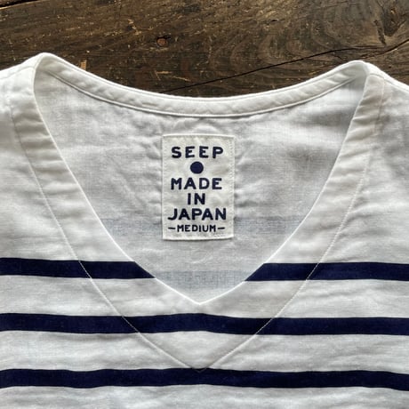 SEEP  Lady's Gauze Border V-Neck Sht.