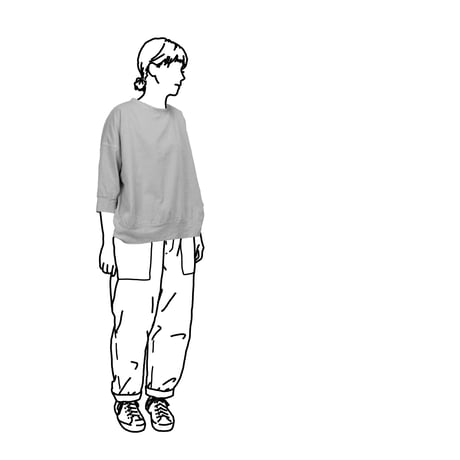 SEEP Gauze Cocoon 3/4Sleeve Crew Neck Sht.