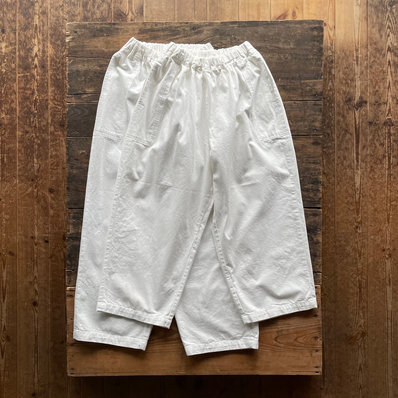 homspun 10oz ヒッコリー&ホワイトデニム ギャザーパンツ | SEEP STORE