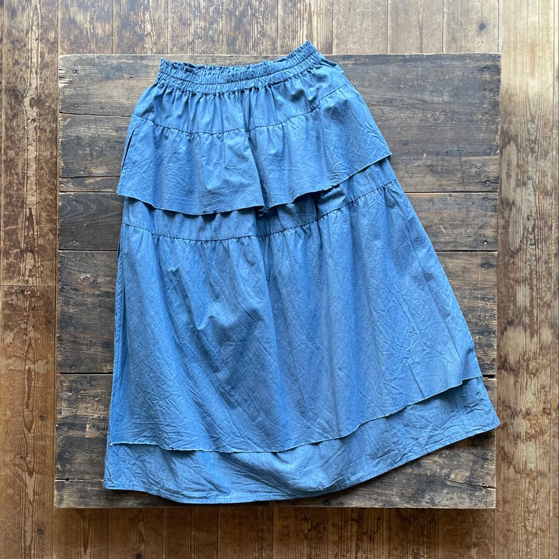 homspun 綿ライトオンスシャンブレー ギャザースカート | SEEP STORE