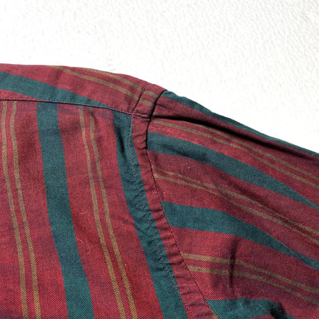 60's CREIGHTON Cotton Striped L/S Oxford B.D.Shirts (M) クレイトン コットン ストライプ オックスフォード ボタンダウンシャツ マチ付き