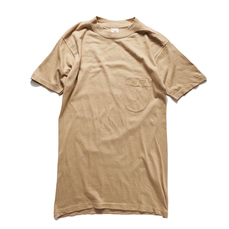 NOS 70's CALDOR Cotton T-Shirts with Round Pocket (M) デッドストック コットン ポケットTシャツ ポケT 丸ポケ カーキ系